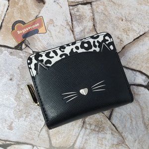 Small Zip Around Wallet Meow Multi Black White On Top Kate Spade Cat